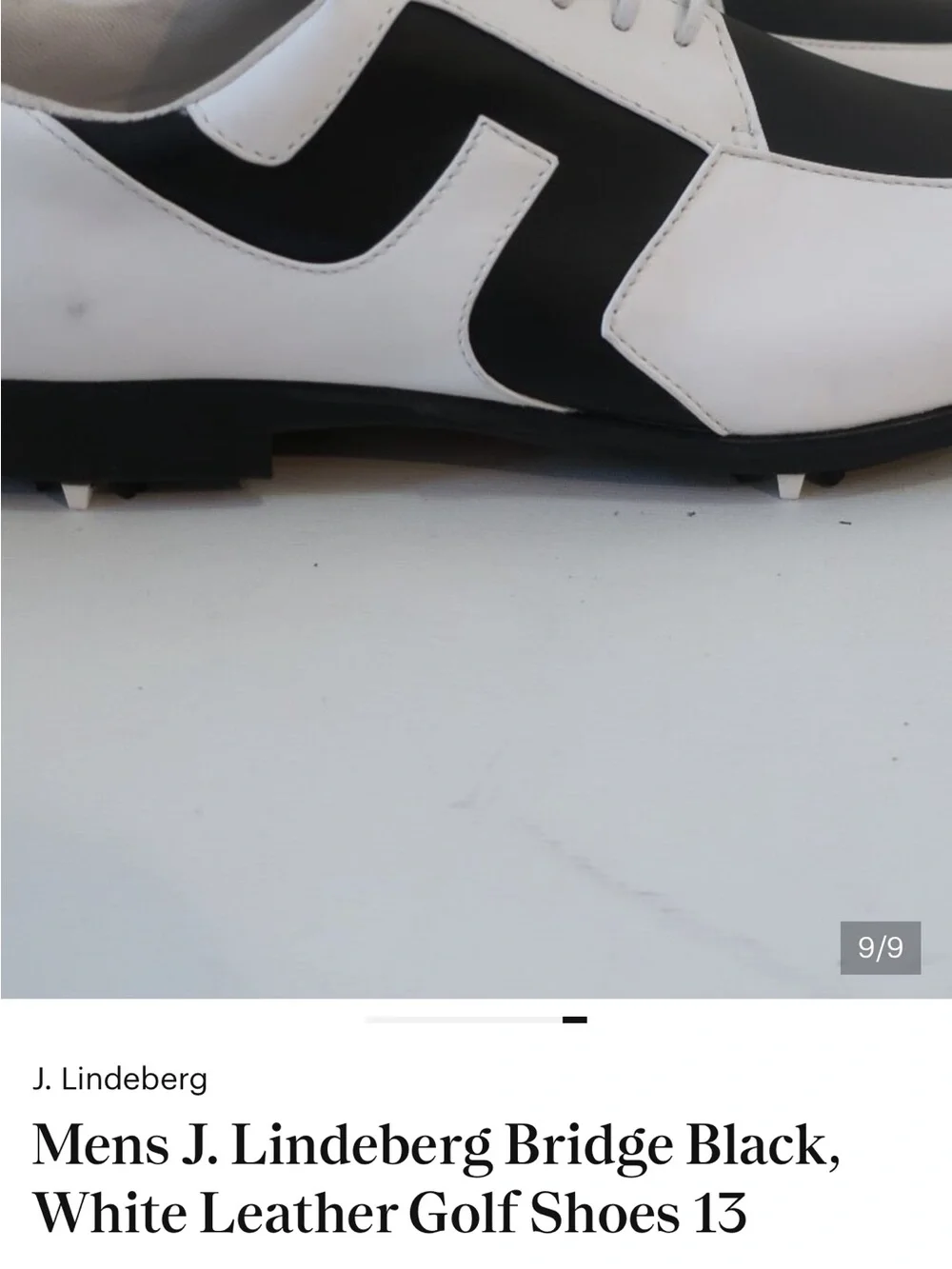 J. Lindeberg Bridge Black & White Leather Golf shoe Size 13